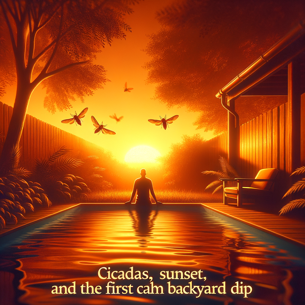 Cicadas, sunset, and the first calm backyard dip